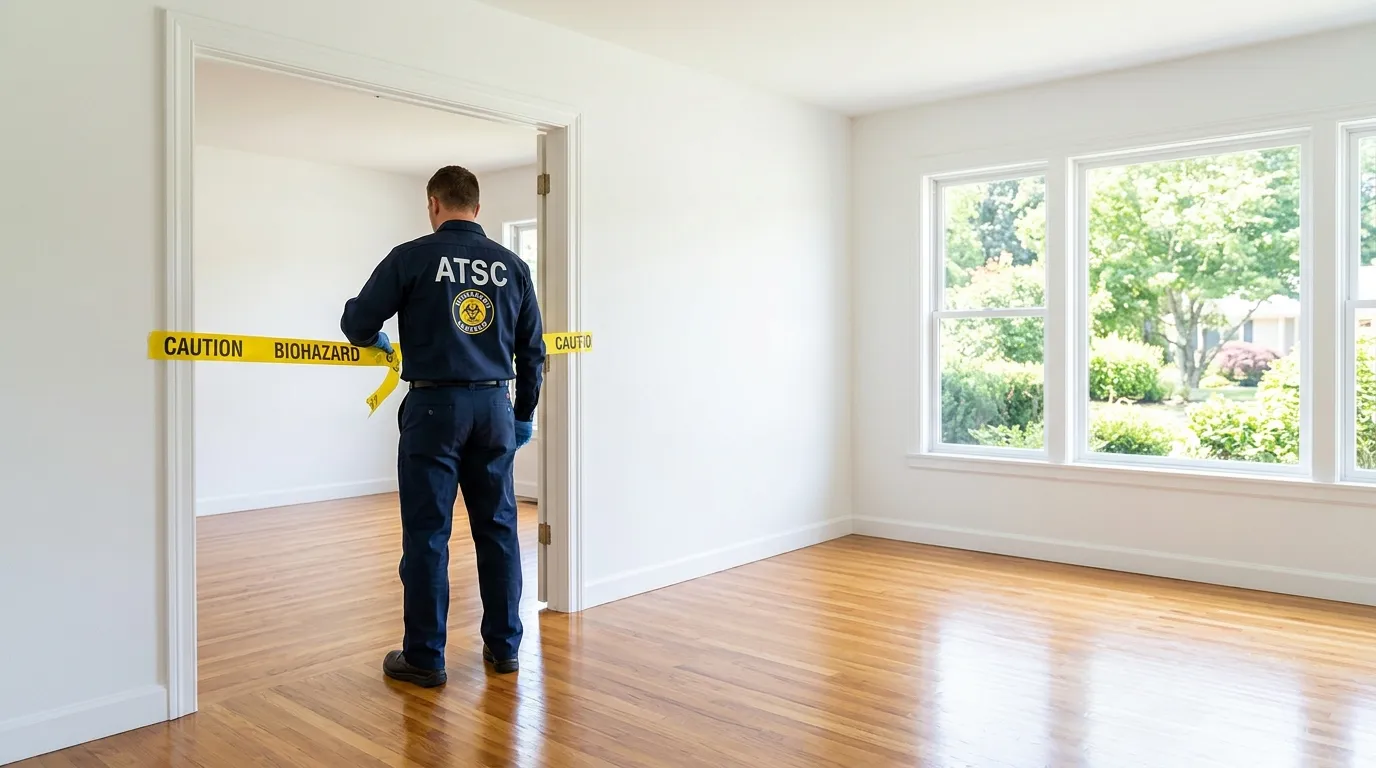 Certified biohazard cleanup crew performing Decomposition Cleanup in Newton Corner